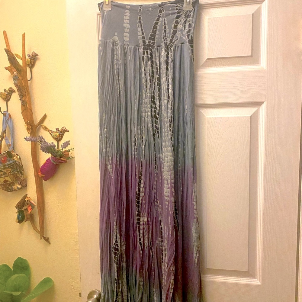 Tye dye skirt or strapless dress.